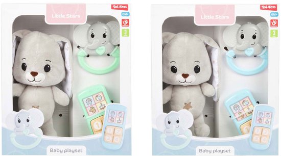 Little Stars Baby Knuffel Pluche Konijn met Ramelaar en Telefoon, 3dlg. van Little Stars®