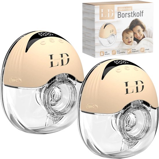 LittleDeen Elektrische Borstkolf incl 20 Moedermelk Bewaarzakjes & 4 Verkoelende Pads – Handsfree Kolfapparaat – 24 mm – BPA-vrij – Oplaadbaar – voor Borstvoeding van Merkloos