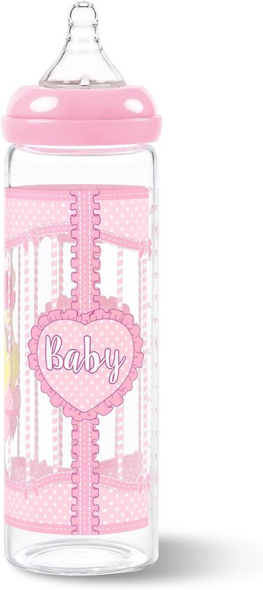 LittleForBig Adult Baby Bottle Ultra Printed Specialty Oversized Glass Bottle Feeding Blushing Baby Pattern