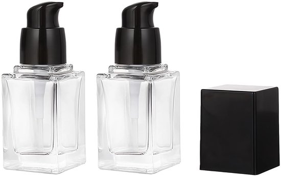Livia home - Lege glazen flessen - Navulbare cosmetische containers - Reisformaat - 15 ml - Pompflessen - Geschikt voor foundation en serum