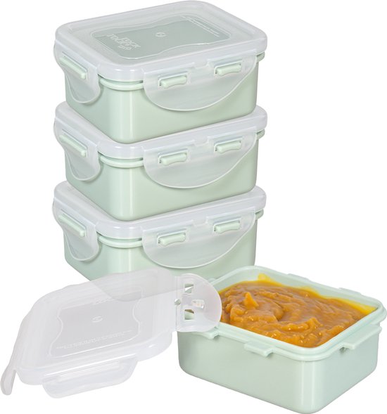 Lock&Lock Bewaarbakjes Babyvoeding - Diepvriesbakjes - Babyhapjes - Melkpoeder - Moedermelk - Invriezen - Snackdoosjes - Lekvrij - Luchtdicht - BPA vrij - 180 ml - Pastel Groen - Set van 4 stuks - LocknLock van Lock&Lock