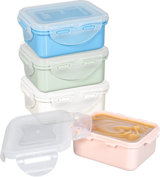 Lock&Lock Bewaarbakjes Babyvoeding - Diepvriesbakjes - Babyhapjes - Melkpoeder - Moedermelk - Invriezen - Snackdoosjes - Lekvrij - Luchtdicht - BPA vrij - 180 ml - Pastel Multicolor - Set van 4 stuks - LocknLock van LocknLock
