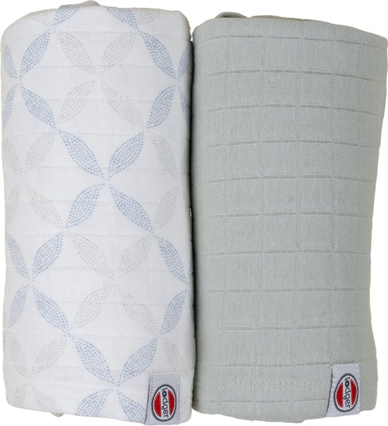 Lodger - Aanbieding hydrofiele doeken - 2-pack - 110x110 - Groen/blauw - Zacht van Lodger