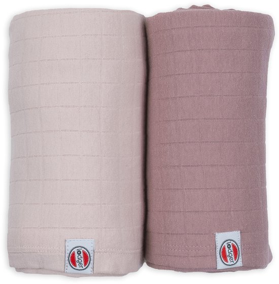 Lodger - XL hydrofiele doeken 110x110 cm - soepel katoen - Zacht - Creme/roze van Lodger