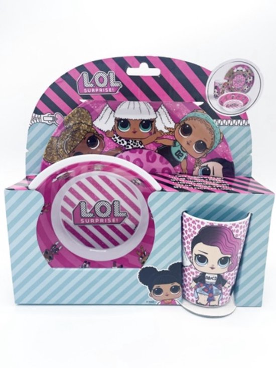Lol Surprise Lunchset 3 Delig inclusief Bord, Beker & Kom in kadoverpakking! - LOL Surprise servies - Lol surprise kado van L.O.L. Surprise