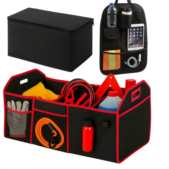 Lomera Auto Opbergset - 3-delige Opbergset - Kofferbak Organizer - Achterbank Opberger - Koeltas voor Auto - Stevige Tas - Opvouwbare Tas - Autoritten Accessoire - Picknick Metgezel - Compacte Opbergoplossing - Ruimtebesparend Ontwerp van lomera