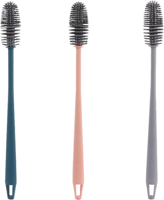 Long Handle Cleaning Brush for Kitchen Appliances Cup Brush for Bottles Dishwashing Brush Glass Brush Bottle Brush Thermos Vases and Glassware Pack of 3