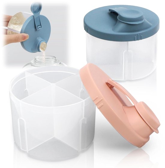 longziming - Mobiele Melkpoeder Portioner Set - 2 Stuks Draagbare Melkpoeder Opbergdoos - Draaibare Melkpoeder Dispenser Voor Baby - Handige Reizen En Dagelijks Gebruik