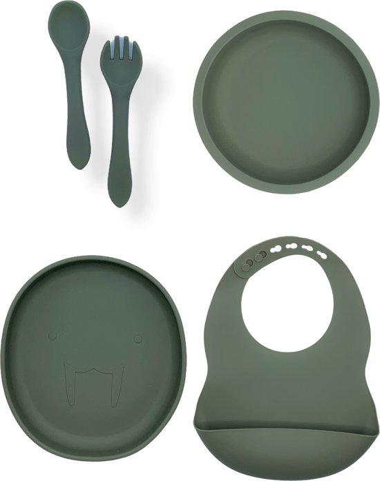 Lonnie Serviesset - Set Walrus Compleet - Salie - Kinderservies - Servies - Bestek van Lonnie