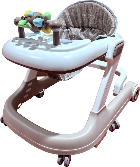 Loopstoeltje Baby - Loopstoel - Baby Walker - Voor Jongens & Meisjes - Inclusief Speelset - Makkelijk in te klappen - In hoogte verstelbaar - Bruin van Merkloos