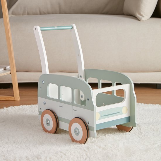 Loopwagen - vintage houten Bus voor Kinderen - Baby Walker - Houten Speelgoed vanaf 1 Jaar - Blokkenkar in Hout - CUTE & KEPPE van CUTE & KEPPE