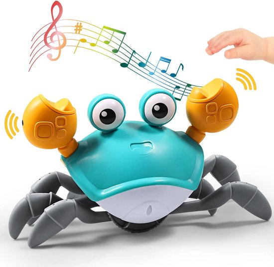 Lopende Krab - Life Nur - Walking Crab - Bewegend Speelgoed - Baby - Peuter - Toy - Motoriek Speelgoed - Fijne Motoriek - Hondenspeelgoed - Hondenspeeltjes - Montessori Speelgoed - Blauw van Life Nur