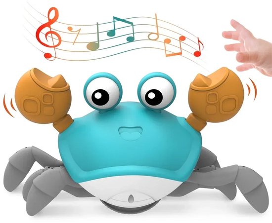 Lopende Krab - Montessori Speelgoed - Kinderspeelgoed - Walking Crab - Peuter - Toy - Baby– interactieve, lopende en dansende krab voor baby's en peuters met infraroodsensoren, muziek en zintuiglijke stimulatie; een leuk cadeau.