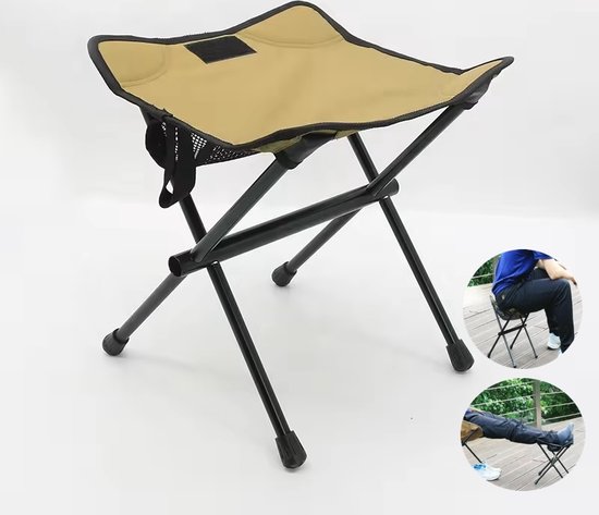 Lopoleis® Campingstoel – Opvouwbare Stoel – Campingvoetenbank – Visstoel – Festivalstoel – licht en compact – Voetsteun – Beige van Lopoleis