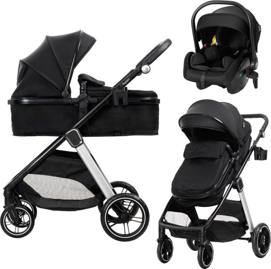 Lorelli Aspen Black 3-in-1 Combi Kinderwagen incl. i-Size Autostoel van Lorelli