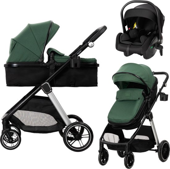 Lorelli Aspen Green 3-in-1 Combi Kinderwagen incl. i-Size Autostoel van Lorelli