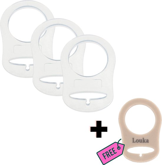 Louka - Ring mam speen transparant - 3 STUKS + 1 GRATIS - mam siliconen fopspeen ring - speenkoord van Louka.
