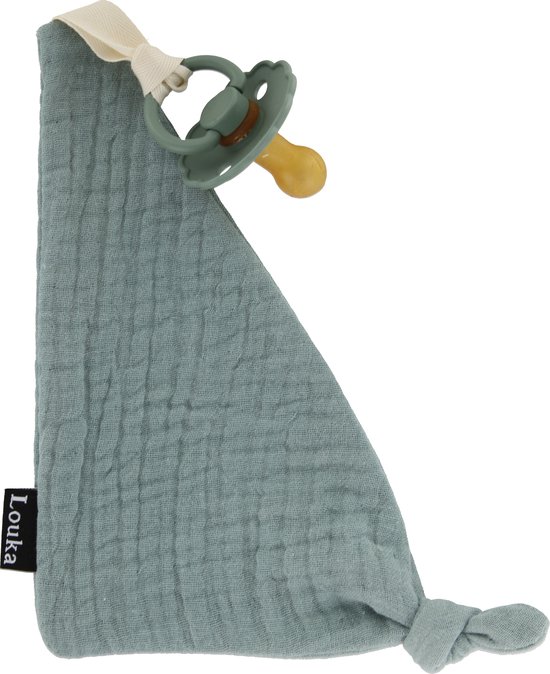 Louka Speendoekje driehoek hydrofiel groen - speenknuffel - excl. Bibs speen van Louka.