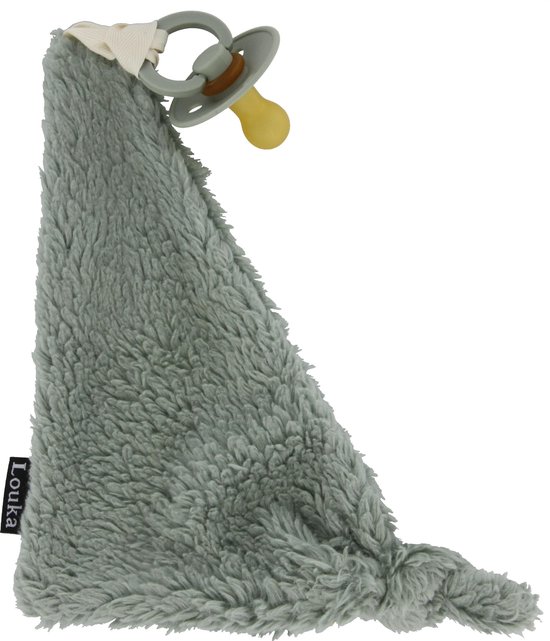 Louka Speendoekje driehoek teddy groen - teddy katoen - speenknuffel - excl. Bibs speen van Louka.