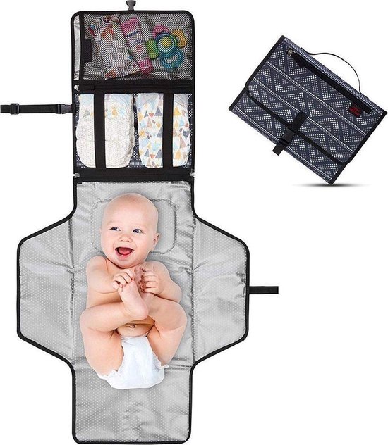LOUZIR Baby Onderweg Verschonen -Verschoningsmatje Opvouwbaar Waterdicht Luiertas – Donker Blauw van LOUZIR