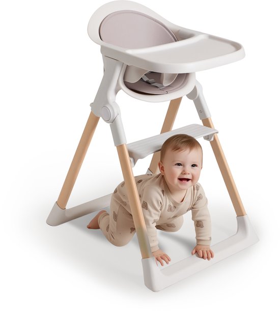 Love For Sleep Kinderstoel 3-in-1 – Meegroei Kinderstoel – Inklapbaar & Compact – Verstelbare Voetensteun – Afneembaar Dienblad – Wit van Merkloos