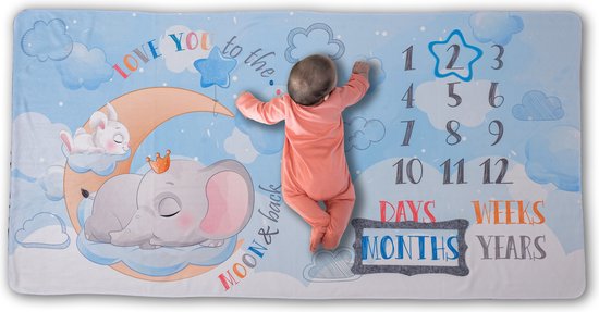 Lubna Home Baby Fotoherinnering dekenje 75x150 cm-Kraamcadeau jounge -BLAUW van Lubna Home