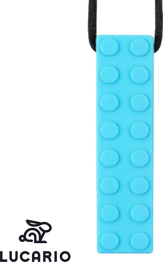 Lucario Bijtketting - Kauwketting bouwblokje blauw - Voor concentratie & stressvermindering stress van Merkloos