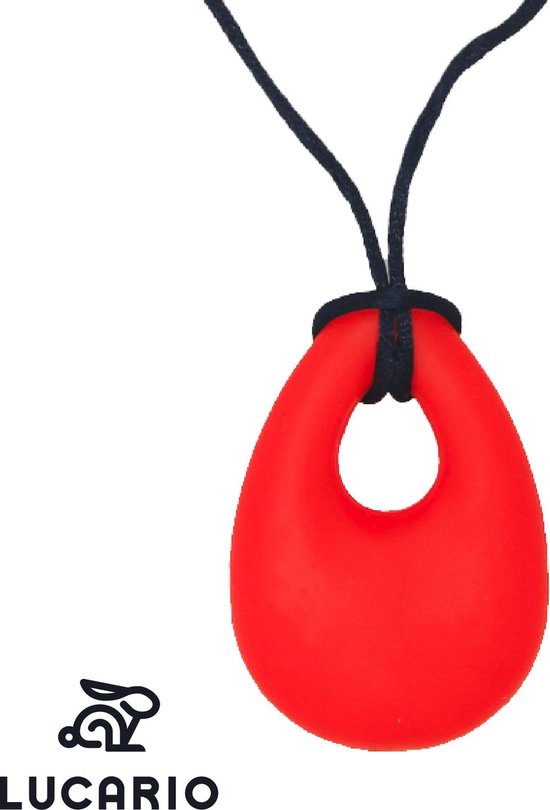 Lucario Bijtketting - Kauwketting druppel rood - Concentratie verhogend - Geen schadelijke stoffen van Merkloos