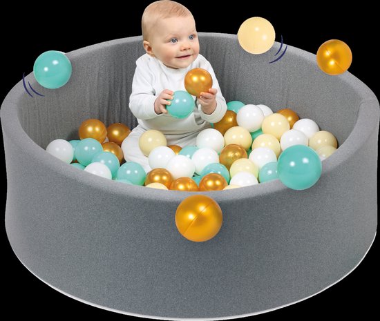 LUDI - Ballenbak met 100 ballen - Ballenbad - Zachte rand - Diameter 90 cm - Babyspeelgoed - Peuterspeelgoed - kleuterspeelgoed - vanaf 6 maand