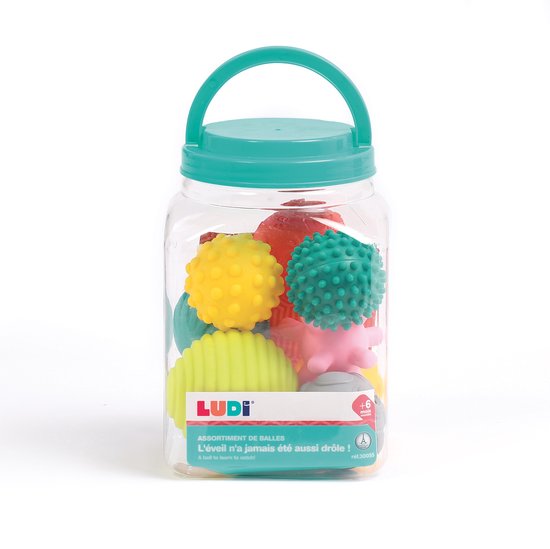 LUDI-Bokaal met 8 sensorische ballen - sensorisch speelgoed - zintuiglijk speelgoed van Merkloos