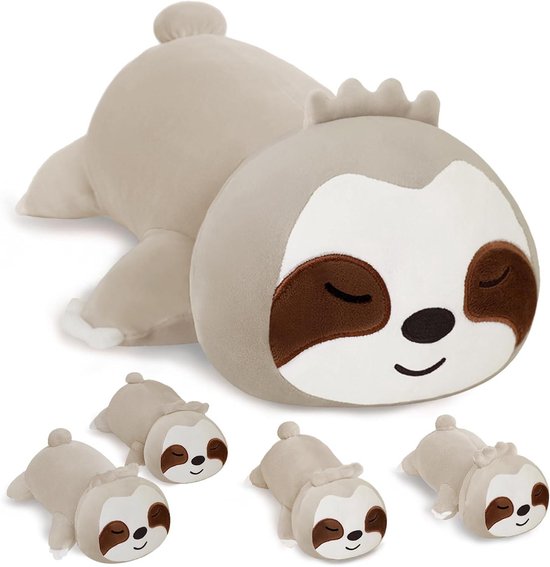 Luie Beer Pluche - Knuffelbeer Kussen - Kinderen Begeleiden - 5-in-1 met Babys - 50 cm - Bruin