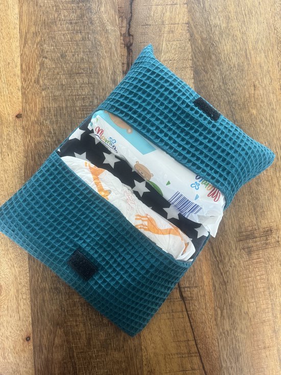 Luieretui Petrolblauw Sterren | Luieretui | Baby | Luier | Handmade | van $