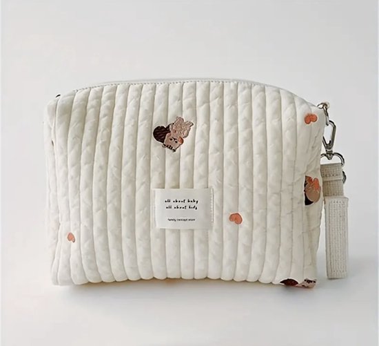 Luieretui - Toilettas - Baby - Opbergtas - Mom bag - Organizer - Kraamkado - Make-up tas - Groot - Eekhoorn/hartje- Beige - Bruin van BYMI.