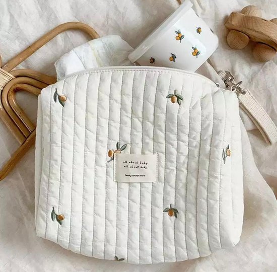 Luieretui - Toilettas - Baby - Opbergtas - Mom bag - Organizer - Kraamkado - Make-up tas - Groot - Olijf - Beige van Maya's Canvas