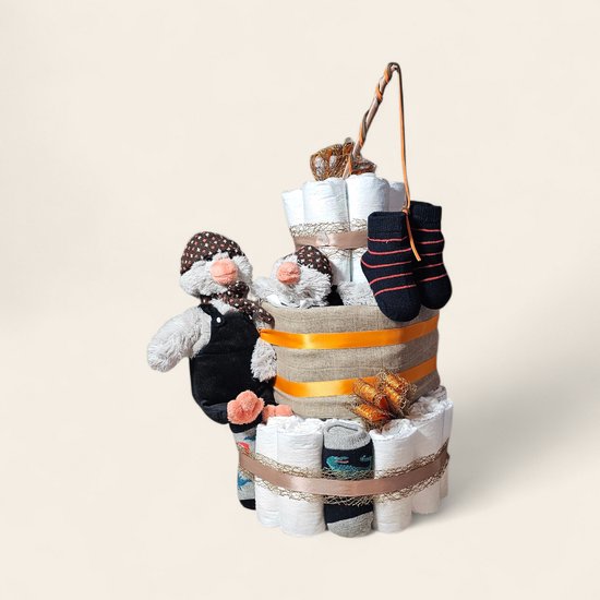 Luiertaart 3-laags met Happy Horse Penguin Polar – luxe kraamcadeau van Happy Horse