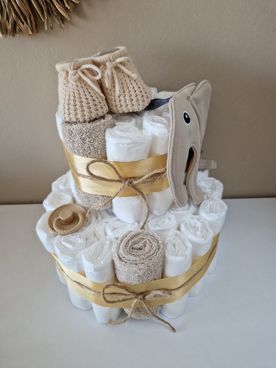 Luiertaart beige neutraal Funnies - Frigg- Babyshower - Kraamcadeau van Merkloos