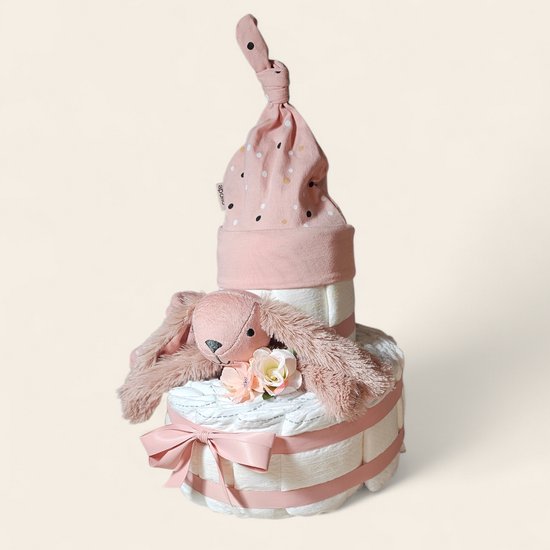 Luiertaart Roze – lief kraamcadeau voor een meisje van Merkloos