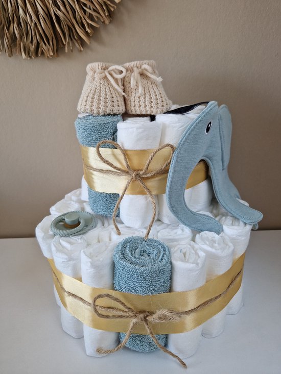 Luiertaart Sage Neutraal Funnies- Frigg - Babyshower - Kraamcadeau van Funnies.