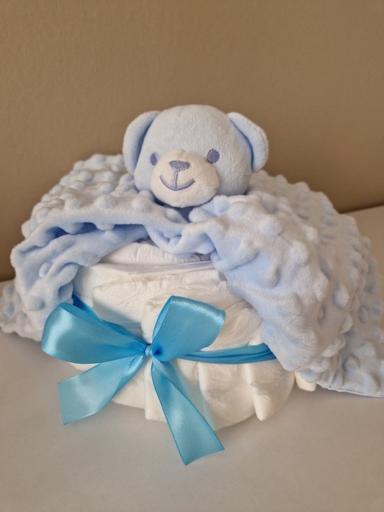 Luiertaart small Knuffeldoekje jongen - babyshower - kraamcadeau van Luiertaart