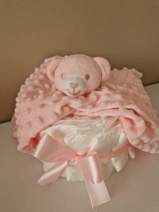 Luiertaart small Knuffeldoekje meisje - babyshower - kraamcadeau van Luiertaart