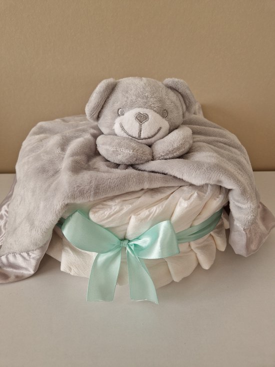 Luiertaart small Knuffeldoekje neutraal - babyshower - kraamcadeau van Luiertaart