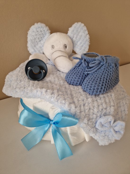 Luiertaart small olifant jongen - babyshower - kraamcadeau - frigg van Luiertaart