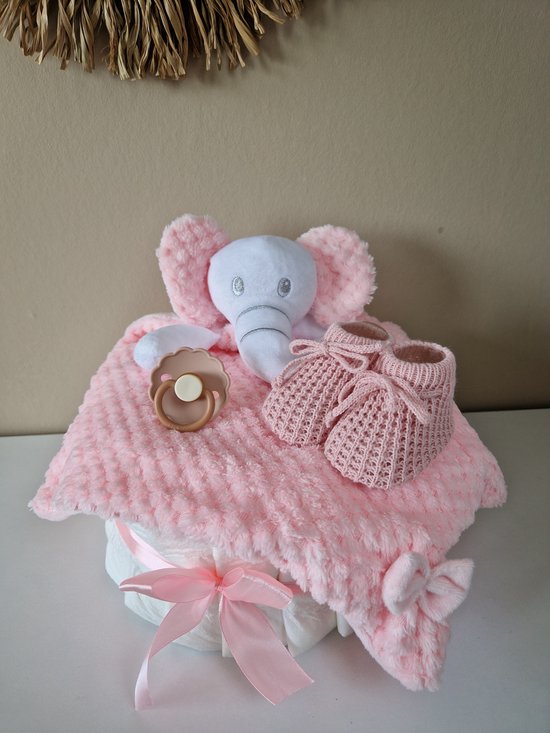 Luiertaart small olifant meisje - babyshower - kraamcadeau van Merkloos