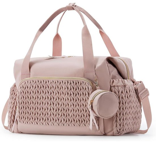 Luiertas - 45,5 × 23 × 30 cm - Multifunctioneel - Grote capaciteit - Met verstelbare schouderbanden - Aparte vakken - Handig voor uitstapjes - Breed toepasbaar - Roze van Merkloos