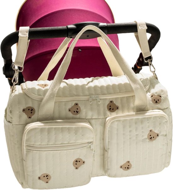 Luiertas - Baby tas - Organiseren van spullen - Charmant berenpatroon - 48 x 22 x 26 cm