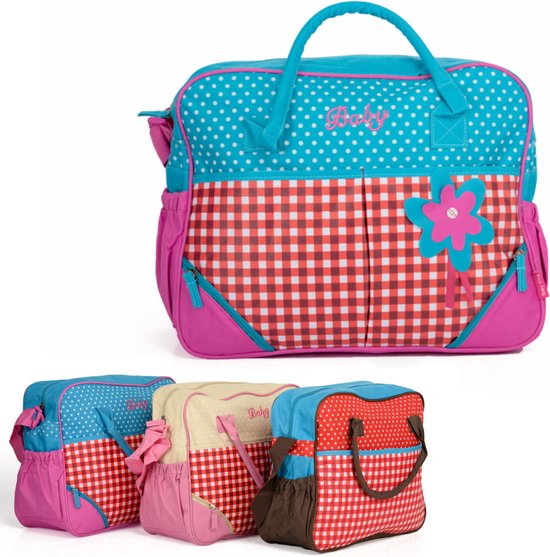 Luiertas - Baby Verzorgingstas Incl. Verschoningsmatje - Flessenhouder - Schoudertas hengsels - Roze - Blauw - Rood van Merkloos