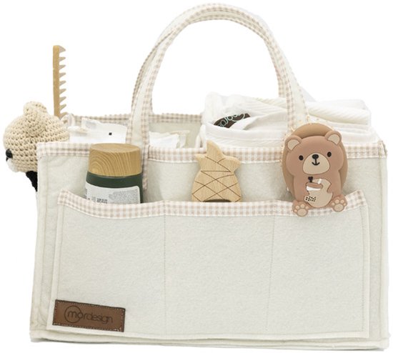 Luiertas baby - verzorgingstas vilt - organizer luiers - uitneembare schotjes - Vilten Mama Babyverzorgingstas - BEIGE van Samione