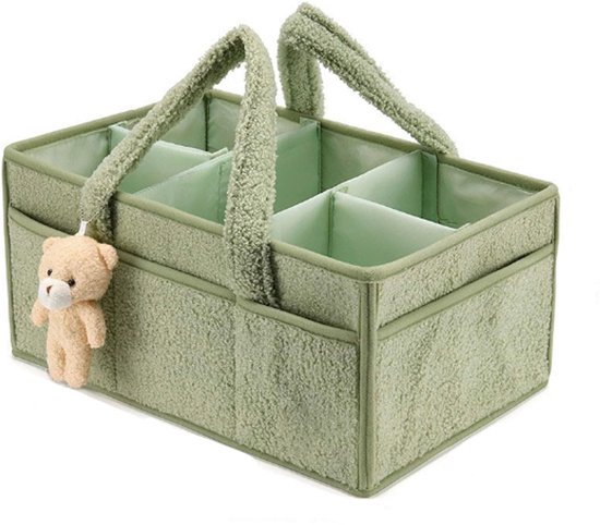 Luiertas - Babykameraccessoires - Luier mand - Opbergmand Voor Luiers en Doekjes - Opbergtas - Lichtgroen - Draagbaar - Opvouwbaar - 38*25.4*17.8cm - Polyester - Voor in de Babykamer & Woonkamer van Merkloos