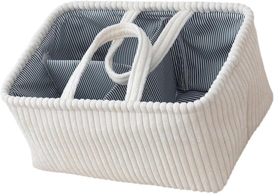 Luiertas – Luieropbergdoos – Luiermand – Opberg en organisatiemand voor luiers – 36 x 26 x 18 cm – wit