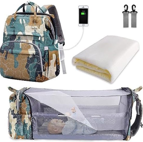 Luiertas pop - Verzorginstas pop - Luiertas speelgoed - 31 x 24 x 40 cm - Camouflage van Jonotoys